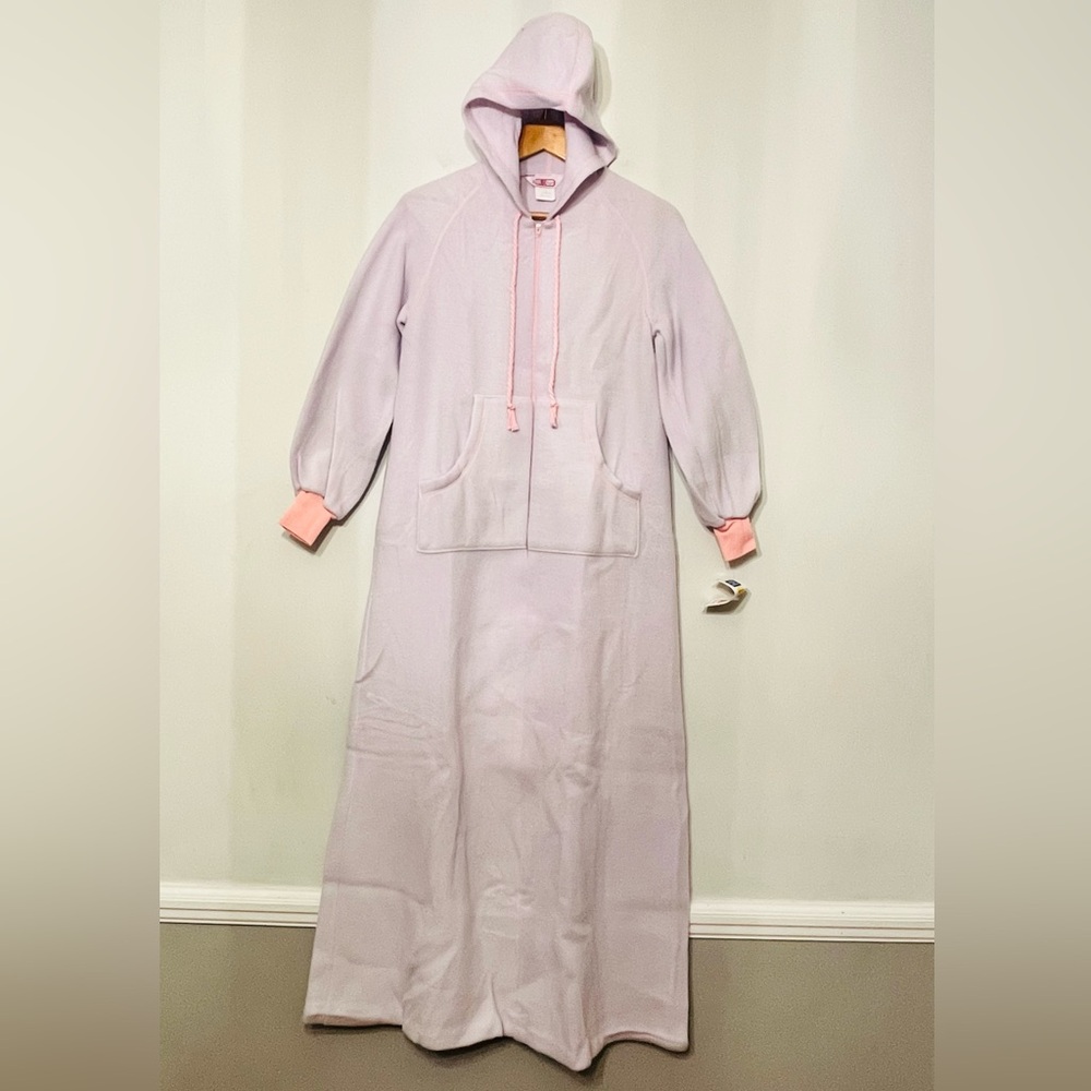 Vintage Sears JR Bazaar Hooded Zip Nightgown PJs NWT 70s Pockets NOS Womens 8-10